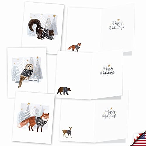 Cozy Woodland Animals Christmas Card Gift Box - 20 Notecards with Envelopes | The Best Card Co