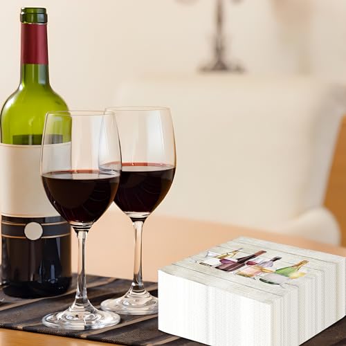 Fairooth 50 Pcs Disposable Wine & Cocktail Napkins - Elegant 3-Ply Paper for Parties