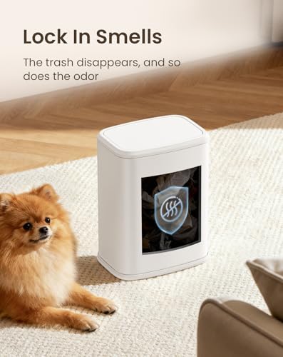 Small Bathroom Trash Can with Swing Lid, 2.1 Gallon Stainless Steel Garbage Can