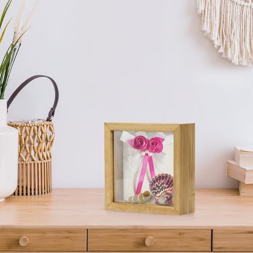5x5 Wood Shadow Box Display Case for Memorabilia, Photos and Awards