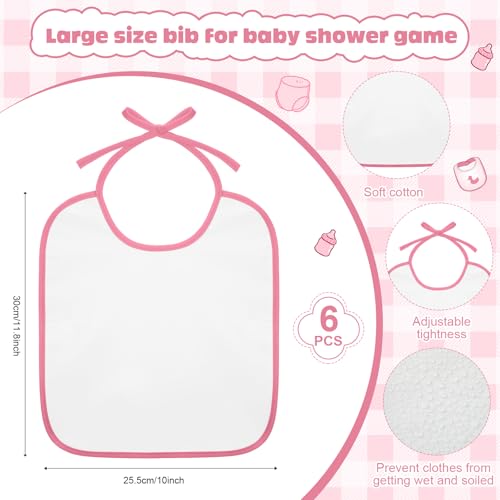 6-Piece Baby Shower Game Set: Bottles, Bibs, and Adult-Size Diapers (Pink)