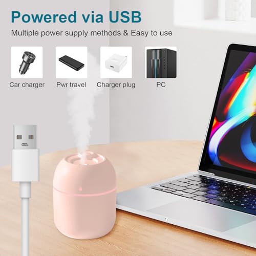 Portable USB Mini Humidifier for Car and Office Desk, Pink