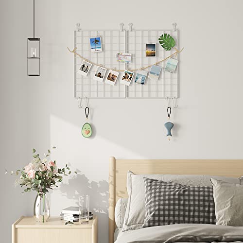Wire Grid Wall Panel Set - 15.7 x 11.8 Inch Photo Display & Organizer