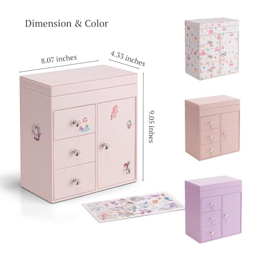 Musical Jewelry Box for Girls with Spinning Ballerina and Mirror, Pink