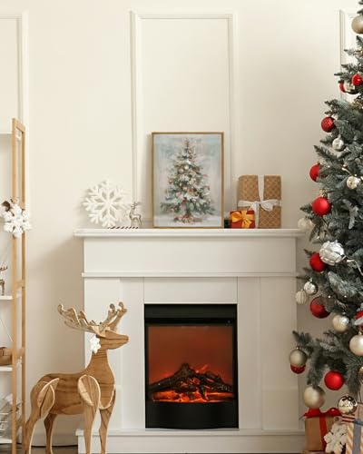 Merry Christmas Framed Canvas Wall Art 12x16 Inch Vintage Tree Print - ARPEOTCY, 16"x12"