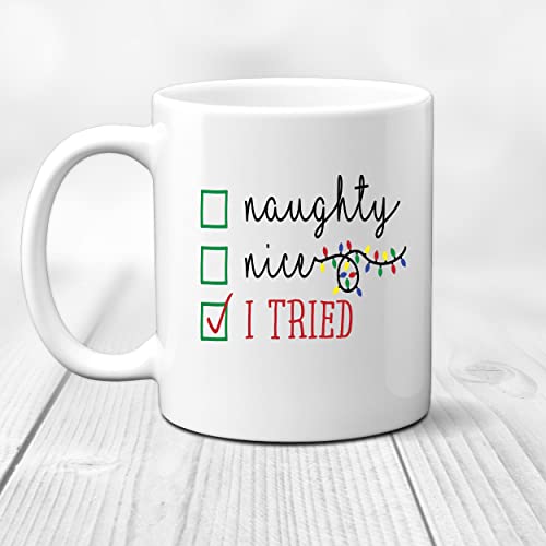 Funny Christmas Mug - Naughty or Nice Coffee Cup - 11oz Ceramic Holiday Gift