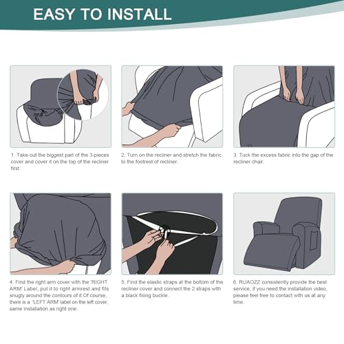 Washable Recliner Sofa Cover with Pockets - Chocolate, 1 Seater