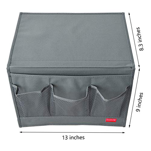 Bedside Storage Caddy Organizer for Remote, Phone, and Magazines - Grey