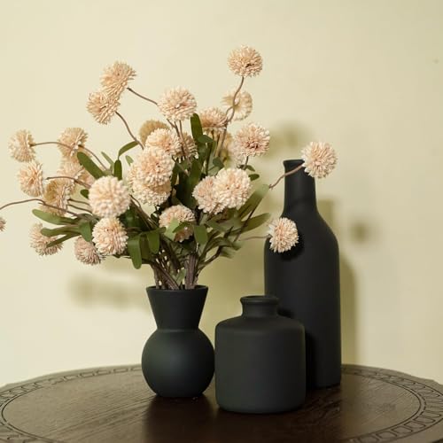 Artificial Chrysanthemum Flowers with Modern Ceramic Vase Set of 3