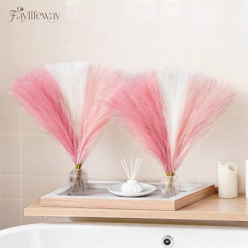 50pcs 17-inch Artificial Pampas Grass, Blush Pink Fluffy Boho Decor