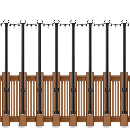 8 Pack 5ft String Light Poles for Deck & Patio - Rust-Resistant Steel