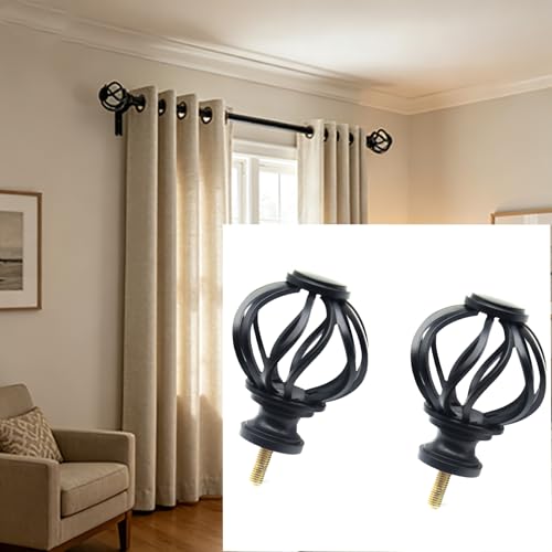 Twisted Cage Curtain Rod Finials, Decorative End Caps for 7/8 or 1 Inch Rods