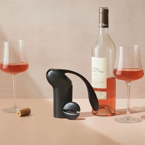 Rabbit Vertical Corkscrew Wine Opener with One-Pull Lever, Black 7.7 x 8.8 in