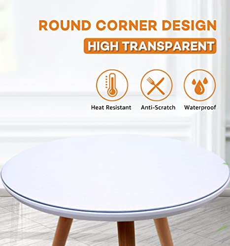 60-Inch Round Clear PVC Table Protector - 1.5mm Thick Heavy Duty Table Cover
