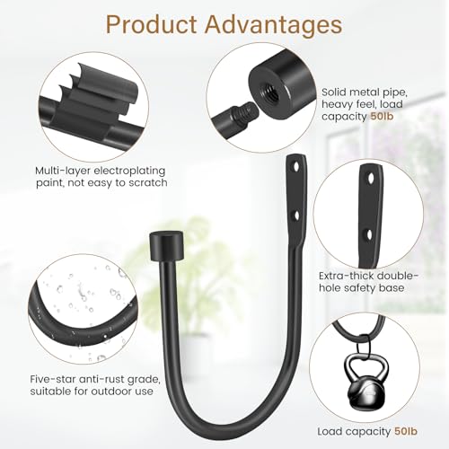 Minimalist Cast Iron Curtain Holdbacks - Heavy Duty Metal Tiebacks, 2-Pack