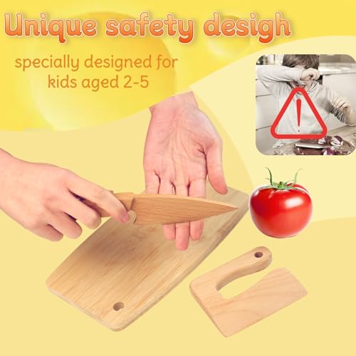 Wooden Kids Safe Kitchen Knife and 8-Piece Toddler Baking Set