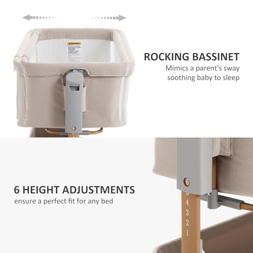 3-in-1 Baby Bassinet & Bedside Sleeper with Adjustable Height & Mattress