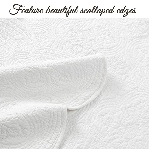 100% Cotton White Matelasse Quilt Set - Twin Size, 2 Piece