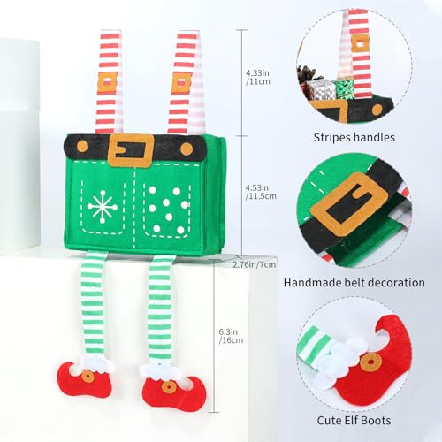 MSQ 6-Pack Green Santa Pants Candy Gift Bags for Christmas & Holiday Gift Giving