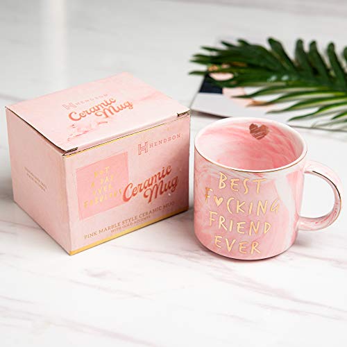 Hendson Pink Marble Coffee Mug 11.5oz - Best Friend Birthday Gift for Women