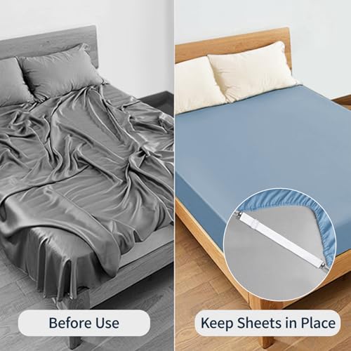 Adjustable Elastic Bed Sheet Straps - Heavy Duty Sheet Holder Clips (4 Pack)