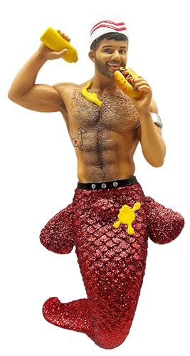 December Diamonds Messy Weiner Merman Ornament - 7 Inch Holiday Resin Decor