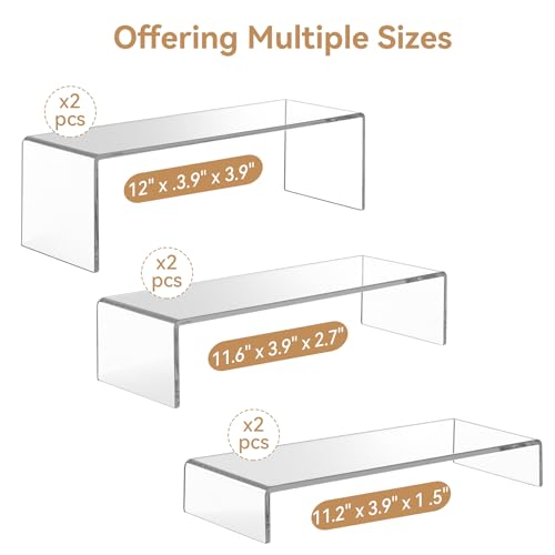 6-Piece Clear Acrylic Display Risers Set for Collectibles and Retail