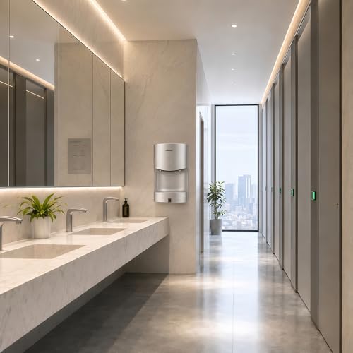 AIMEIKE Silver Commercial Hand Dryer with Drip Tray 110-130V 1300W Touchless