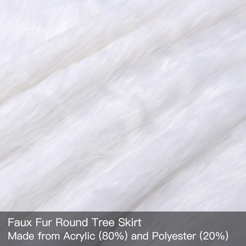 48-Inch White Faux Fur Christmas Tree Skirt - Soft Plush Holiday Decor