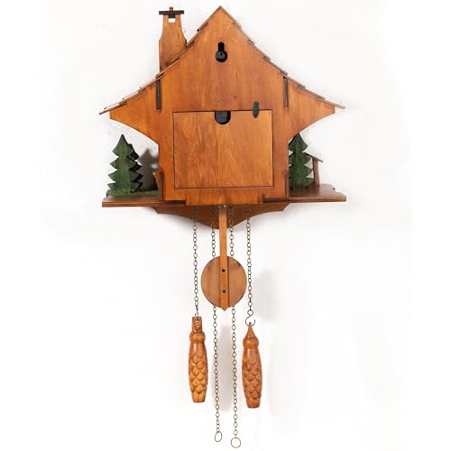 Handmade Wooden Cuckoo Clock with Automatic Night Silence and Volume Control