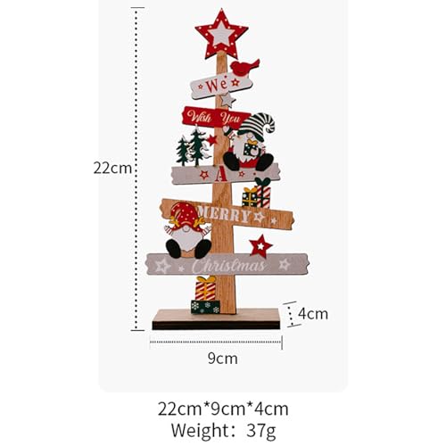 Wooden Christmas Tree Gnome Tabletop Decoration with Holiday Greeting