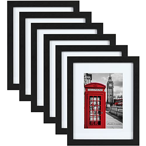 11x14 Black Woodgrain Picture Frame Set of 6, Wall & Tabletop Display