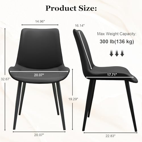 Modern PU Leather Dining Chairs Set of 4, Ergonomic Upholstered Kitchen Chairs