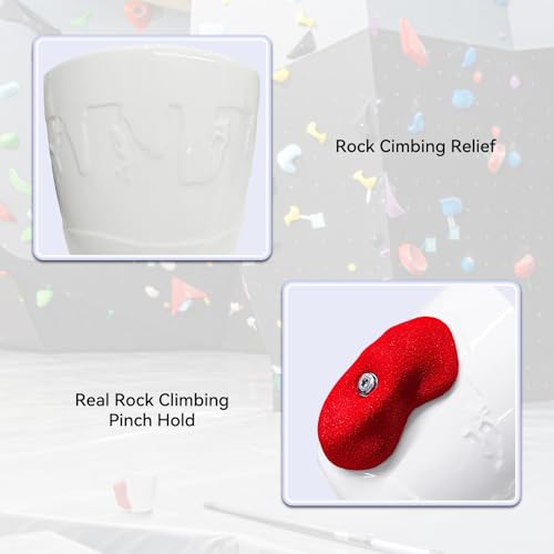TWO STONES Rock Climbing Coffee Mug with Handle - White + Red, Climber Gift