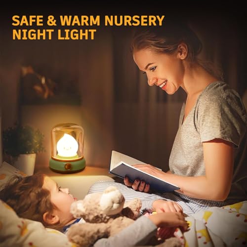 Ghost Campfire Night Light, Dimmable Cordless LED Bedside Lamp for Kids