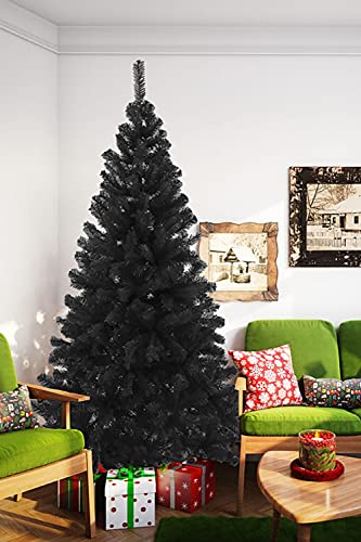 Perfect Holiday 7ft Black Canadian Pine Christmas Tree with 855 Tips & Metal Stand