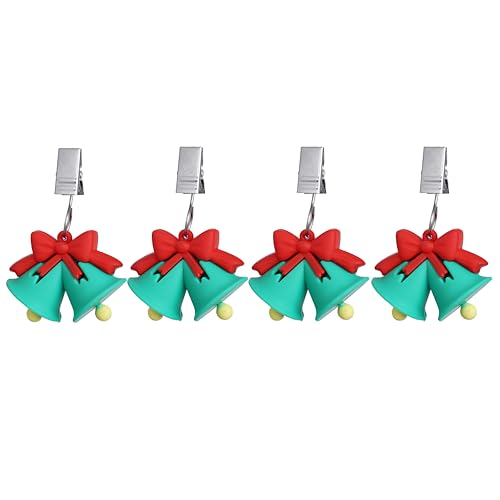 TwoFish Xmas Bell Resin Tablecloth Weights & Clips Set of 4 - Holiday Decor