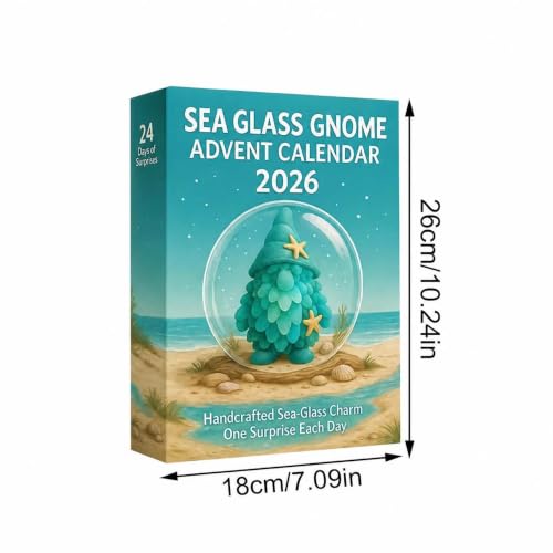 Sea Glass Gnome Advent Calendar - 24 Day Beach Theme Countdown Gift Box