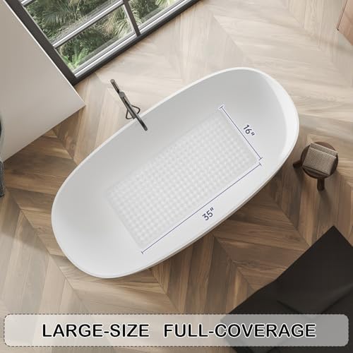 Non-Slip Bathtub Mat, 35 x 16.3 Inch Extra Large Shower Mat with Suction Cups