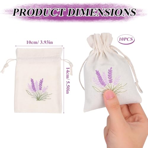10-Pack Cotton Lavender Sachet Bags with Drawstring - 5.5 x 3.9 Inch