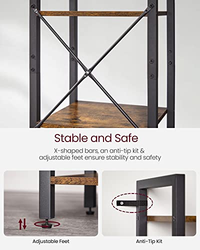 VASAGLE Rustic Brown & Black 6-Tier Industrial Bookcase 73.2"H Shelving Unit
