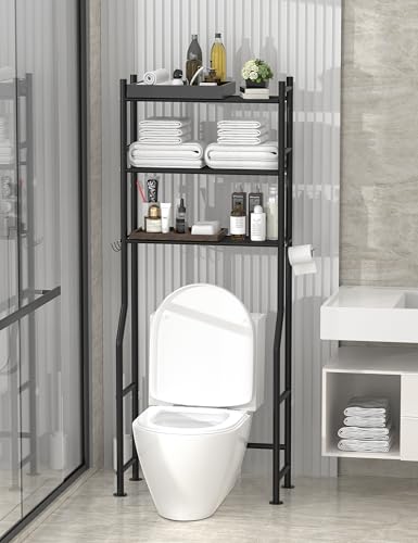 3-Tier Over-the-Toilet Storage Rack, Freestanding Carbon Steel Shelf, 64-Inch