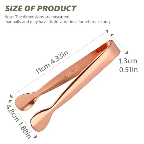 SmileCat Rose Gold Mini Ice Tongs Set - 10 Food-Grade Stainless Steel Serving Utensils for Appetizers & Desserts