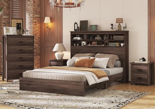 4-Piece Queen Bedroom Set with Storage Bed, Dresser, and Nightstands