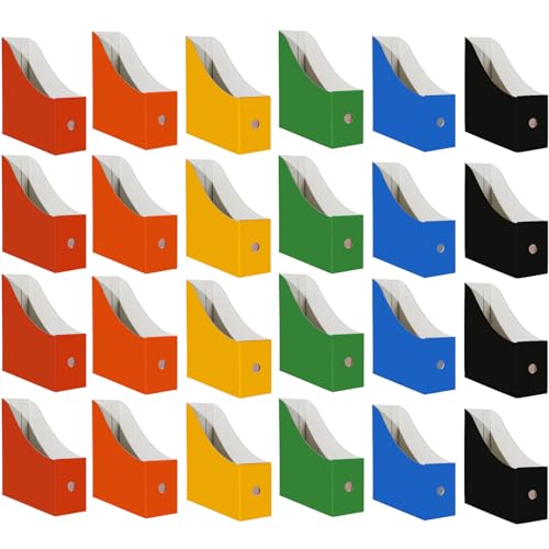 24-Pack Cardboard Magazine File Holders - Desktop Document Organizer