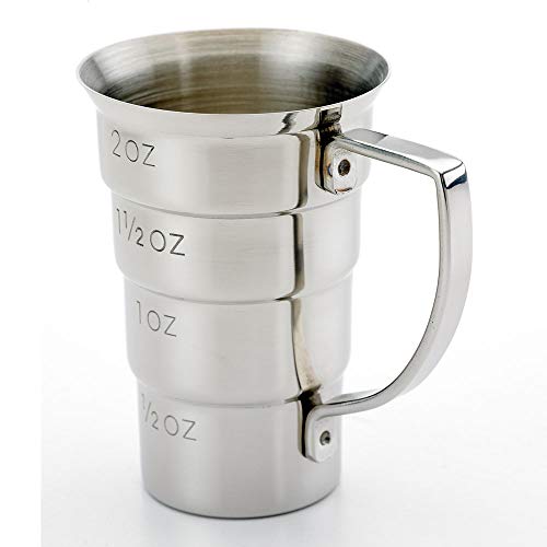 Barfly M37108 Drink Jigger with Handle - 2 oz Stainless Steel Bar Tool - Variation with Handle