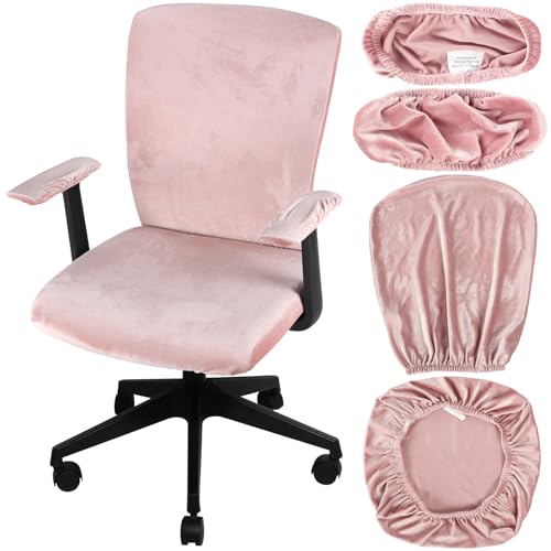 Stretchable Office Chair Covers Set with Armrest - Light Pink