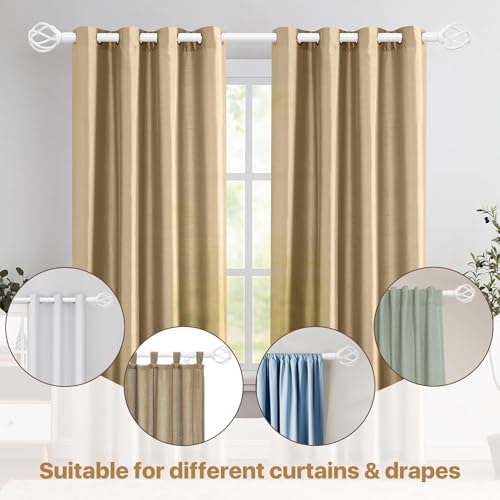 Adjustable White Curtain Rod 32-50 Inch with Twisted Cage Finials