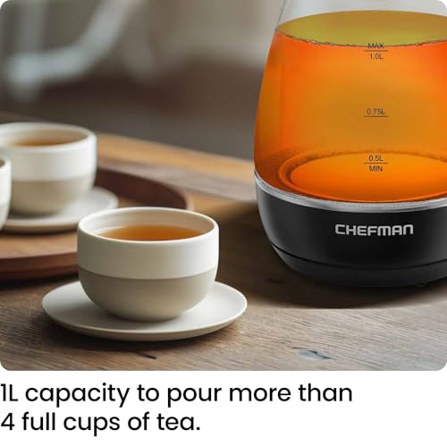 1L Electric Kettle with Tea Infuser – Compact Stainless Steel Hot Water Boiler