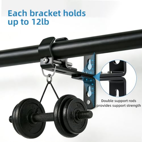 Adjustable Heavy Duty Curtain Rod Brackets - Wall or Ceiling Mount, 4 Pack